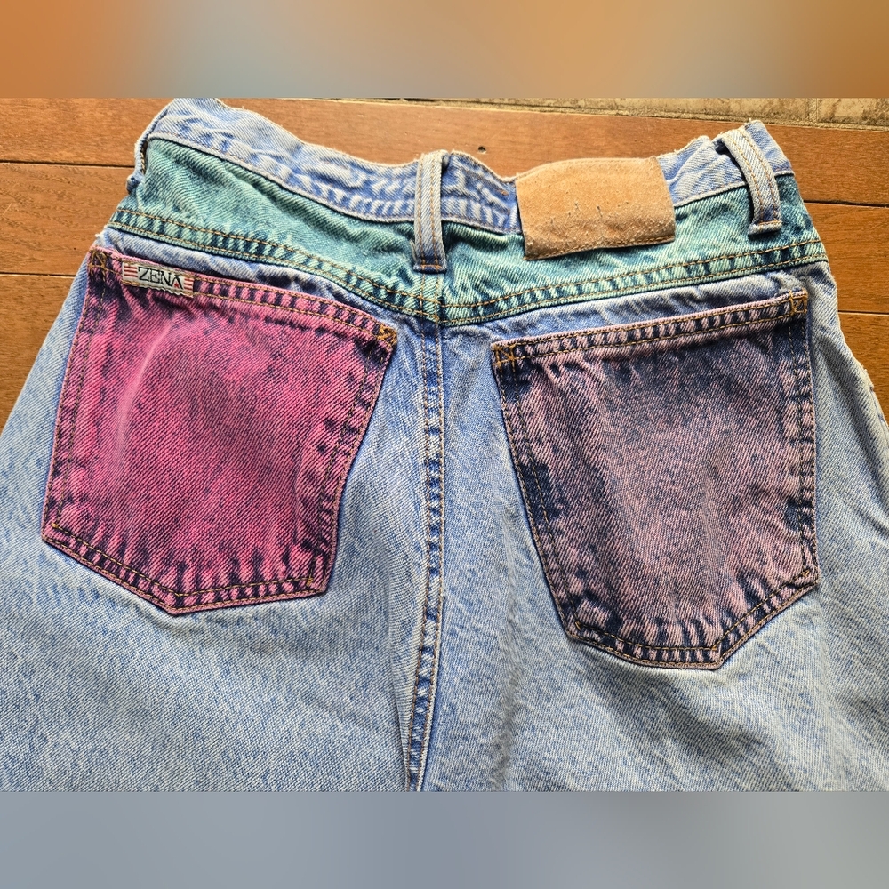 VTG Zena Colorblock Mom Jeans Rare Junior Sz 7 24 In Waist Modern Sz 0 - Picture 4 of 12